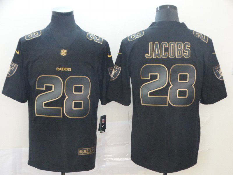 Men Oakland Raiders #28 Jacobs Nike Vapor Limited Black Golden NFL Jerseys